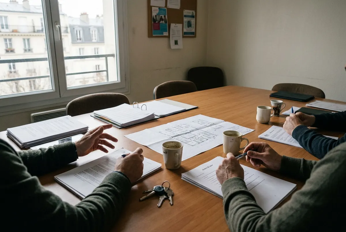 Documents étudiés par le conseil syndical autour d’une table