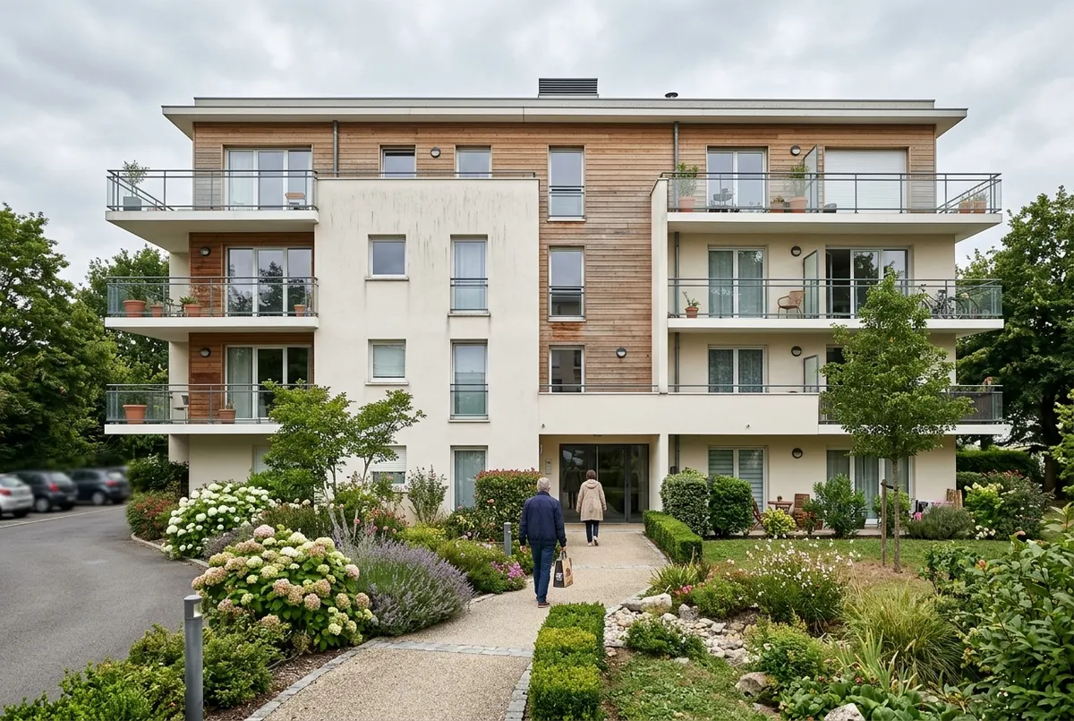 Résidence récente en copropriété avec jardin